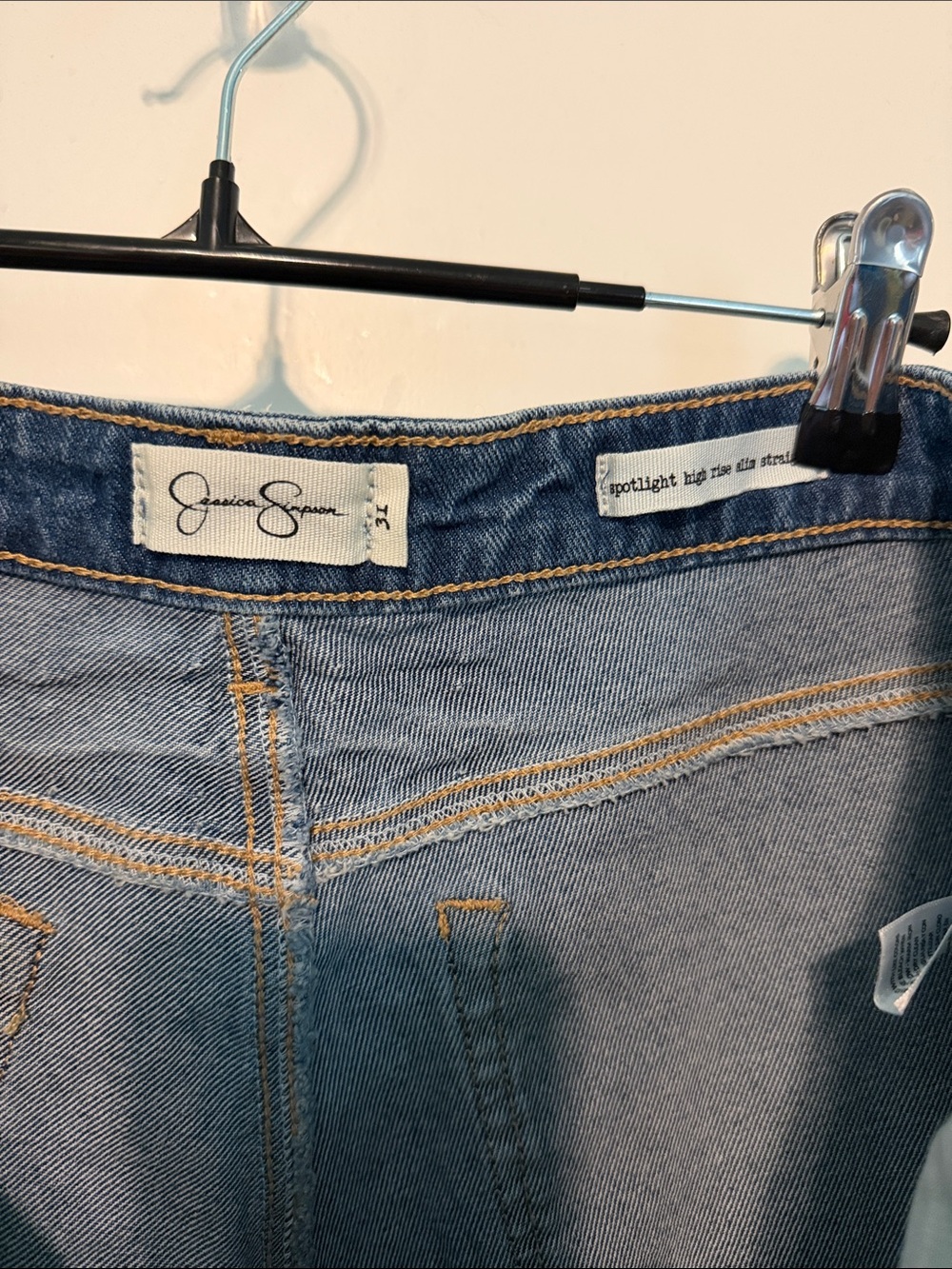 Jessica Simpson Spotlight High Rise Slim Straight Leg Classic Blue Denim Jeans - Picture 2 of 13